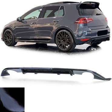 Diffuser Πίσω Προφυλακτήρα Για VW Golf VII (7) 13-17 GTI Με 2 Μονές Εξατμίσεις Δεξια & Αριστερά Γυαλιστερό Μαύρο Από Abs Πλαστικό 1 Τεμάχιο