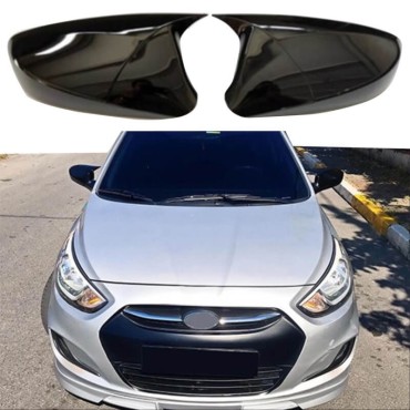 Καπάκια Καθρεφτών Για Hyundai Accent 2011-2018 Χωρίς Φλας Γυαλιστερό Μαύρο 2 Τεμάχια