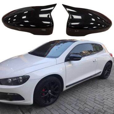 Καπάκια Καθρεφτών Για VW Scirocco 08-17, Eos 06-15, Passat CC 08-12, Jetta 10-18 Γυαλιστερό Μαύρο 2 Τεμάχια