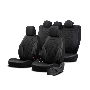 Καλύμματα Αυτοκινήτου Otom Progressive Design Universal Full Δερματίνη Σετ Εμπρός / Πίσω 11 Τεμαχίων Μαύρο PRG-101