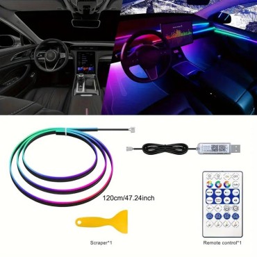 Ambient Light Διακοσμητικός Φωτισμός Οπτική Ίνα Αυτοκινήτου Dynamic Με Bluetooth & Τηλεχειριστήριο 1 Τεμάχιο 120cm Με σύνδεση Usb