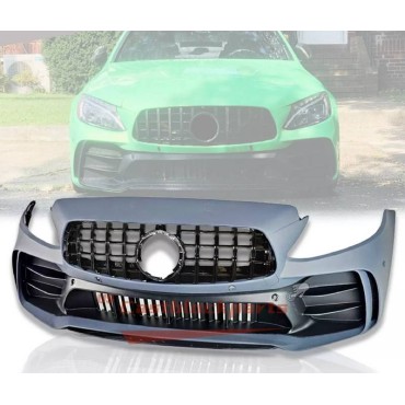 Μπροστινός Προφυλακτήρας Για Mercedes-Benz C-Class C205/W205 14-21 GTR Look (Black Mamba) Με Μαύρη Μάσκα