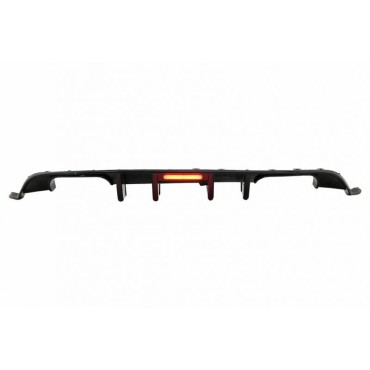 Diffuser Πίσω Προφυλακτήρα Για VW Golf VII (7.5) 17-20 Facelift R-Look Μαύρο Γυαλιστερό Με Led Στοπάκι