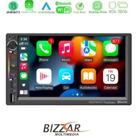 Bizzar 2DIN Deck 4core Android13 4+32GB Navigation Multimedia Deckless 7" με Carplay/AndroidAuto