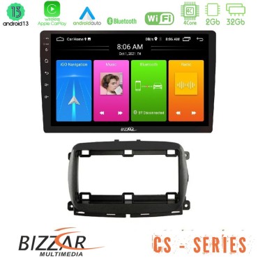 Bizzar CS Series 4Core Android13 2+32GB  Fiat 500 2016&gt; Navigation Multimedia Tablet 9"