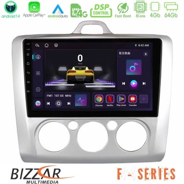 Bizzar F Series 8Core Android14 4+64GB  Ford Focus Manual AC Navigation Multimedia Tablet 9" Με Carplay &amp; Android Auto