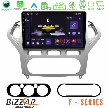 Bizzar F Series 8Core Android14 4+64GB  Ford Mondeo 2007-2010 AUTO A/C Navigation Multimedia Tablet 9" Με Carplay &amp; Android Auto