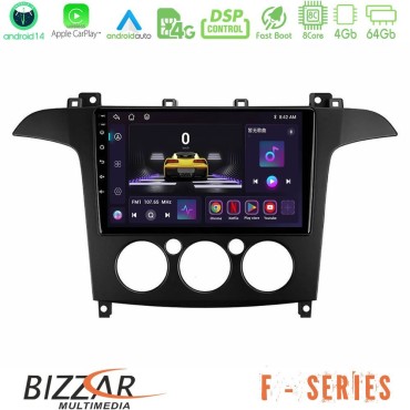 Bizzar F Series 8Core Android14 4+64GB  Ford S-Max 2006-2008 (manual A/C) Navigation Multimedia Tablet 9" Με Carplay &amp; Android Auto