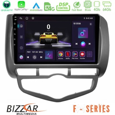 Bizzar F Series 8Core Android14 4+64GB  Honda Jazz 2002-2008 (Auto A/C) Navigation Multimedia Tablet 9" Με Carplay &amp; Android Auto