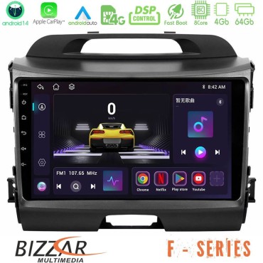 Bizzar F Series 8Core Android14 4+64GB  Kia Sportage Navigation Multimedia Tablet 9" Με Carplay &amp; Android Auto