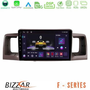 Bizzar F Series 8Core Android14 4+64GB  Toyota Corolla 2002-2006 Navigation Multimedia Tablet 9" Με Carplay & Android Auto