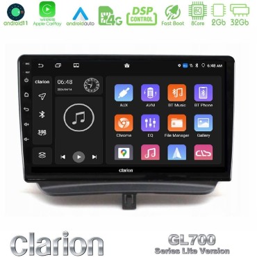 Clarion GL700 Lite Series 8Core Android11 2+32GB Ford Courier 2015-2023 Navigation Multimedia Tablet 9" Με Carplay &amp; Android Auto