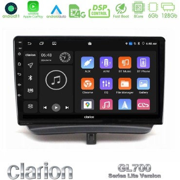 Clarion GL700 Lite Series 8Core Android11 6+128GB Ford Courier 2015-2023 Navigation Multimedia Tablet 9" Με Carplay &amp; Android Auto
