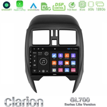 Clarion GL700 Lite Series 8Core Android11 6+128GB Nissan Micra 2013-2016 Navigation Multimedia Tablet 9" Με Carplay &amp; Android Auto