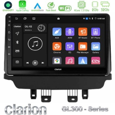 Clarion GL300 Series 4Core Android11 2+32GB Mazda 2 2014-2021 Navigation Multimedia Tablet 9" Με Carplay &amp; Android Auto