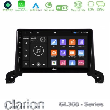 Clarion GL300 Series 4Core Android11 2+32GB Peugeot 3008/5008 2017-2023 Navigation Multimedia Tablet 9" Με Carplay &amp; Android Auto
