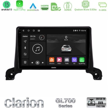Clarion GL700 Series 8Core Android13 4+64GB Peugeot 3008/5008 2017-2023 Navigation Multimedia Tablet 9" Με Carplay &amp; Android Auto