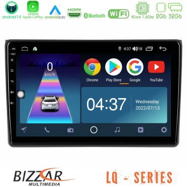 Bizzar LQ Series 4Core Android14 2+32GB Audi A4 B7 Navigation Multimedia Tablet 9" Με Carplay &amp; Android Auto