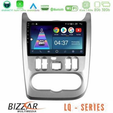 Bizzar LQ Series 4Core Android14 2+32GB Dacia Duster/Sandero/Logan Navigation Multimedia Tablet 9" Με Carplay &amp; Android Auto