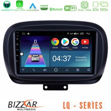 Bizzar LQ Series 4Core Android14 2+32GB Fiat 500X Navigation Multimedia Tablet 9" Με Carplay &amp; Android Auto
