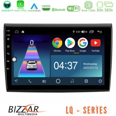 Bizzar LQ Series 4Core Android14 2+32GB Fiat Bravo Navigation Multimedia Tablet 9" Με Carplay &amp; Android Auto