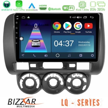 Bizzar LQ Series 4Core Android14 2+32GB Honda Jazz 2002-2008 (Manual A/C) Navigation Multimedia Tablet 9" Με Carplay &amp; Android Auto