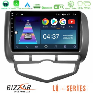 Bizzar LQ Series 4Core Android14 2+32GB Honda Jazz 2002-2008 (Auto A/C) Navigation Multimedia Tablet 9" Με Carplay &amp; Android Auto