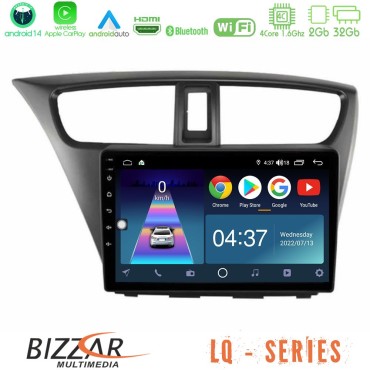 Bizzar LQ Series 4Core Android14 2+32GB Honda Civic Hatchback 2012-2015 Navigation Multimedia Tablet 9" Με Carplay &amp; Android Auto