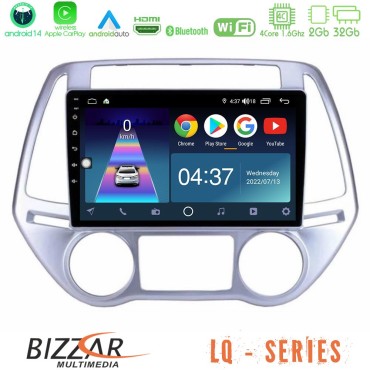 Bizzar LQ Series 4Core Android14 2+32GB Hyundai i20 2012-2014 Navigation Multimedia Tablet 9" Με Carplay &amp; Android Auto
