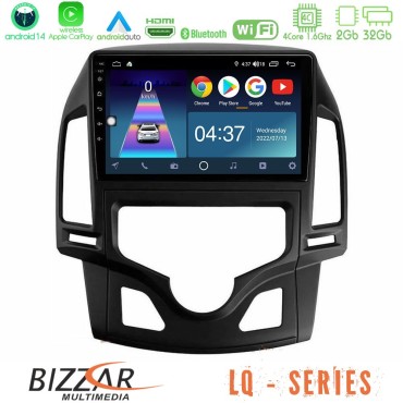 Bizzar LQ Series 4Core Android14 2+32GB Hyundai i30 2007-2012 Auto A/C Navigation Multimedia Tablet 9" Με Carplay &amp; Android Auto