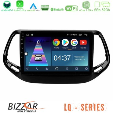 Bizzar LQ Series 4Core Android14 2+32GB Jeep Compass 2017&gt; Navigation Multimedia Tablet 10" Με Carplay &amp; Android Auto