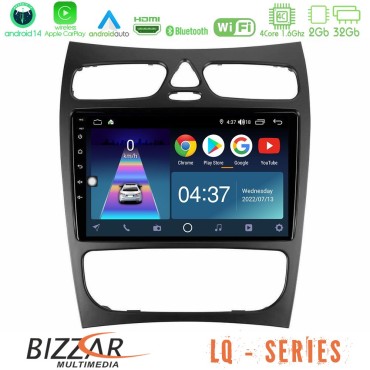 Bizzar LQ Series 4Core Android14 2+32GB Mercedes CLK Class W209 2000-2004 Navigation Multimedia Tablet 9" Με Carplay &amp; Android Auto