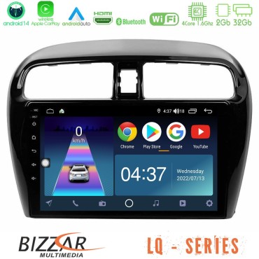 Bizzar LQ Series 4Core Android14 2+32GB Mitsubishi Space Star 2013-2016 Navigation Multimedia Tablet 9" Με Carplay &amp; Android Auto