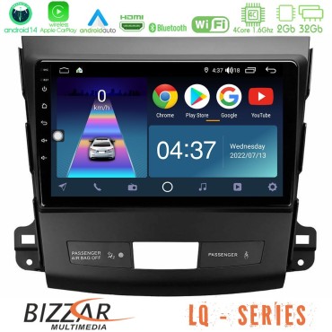Bizzar LQ Series 4Core Android14 2+32GB Mitsubishi Outlander/Citroen C-Crosser/Peugeot 4007 Navigation Multimedia Tablet 9" Με Carplay &amp; Android Auto