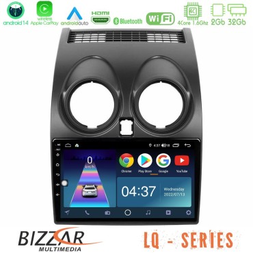 Bizzar LQ Series 4Core Android14 2+32GB Nissan Qashqai J10 Navigation Multimedia Tablet 9" Με Carplay &amp; Android Auto