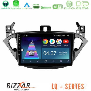 Bizzar LQ Series 4Core Android14 2+32GB Opel Corsa E/Adam Navigation Multimedia Tablet 9" Με Carplay &amp; Android Auto