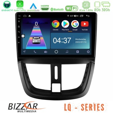 Bizzar LQ Series 4Core Android14 2+32GB Peugeot 207 Navigation Multimedia Tablet 9" Με Carplay &amp; Android Auto