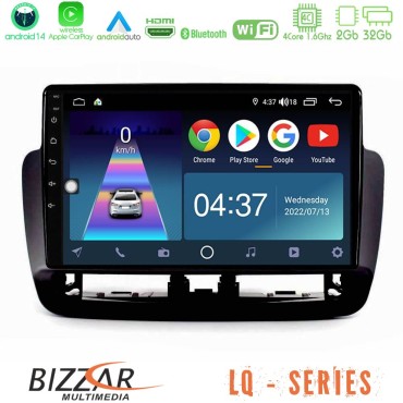 Bizzar LQ Series 4Core Android14 2+32GB Seat Ibiza 2012-2015 Navigation Multimedia Tablet 9" Με Carplay &amp; Android Auto (Piano Black)