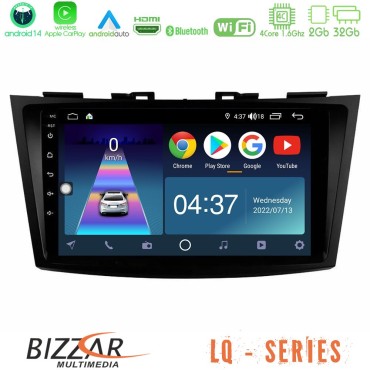 Bizzar LQ Series 4Core Android14 2+32GB Suzuki Swift 2011-2016 Navigation Multimedia Tablet 9" Με Carplay &amp; Android Auto