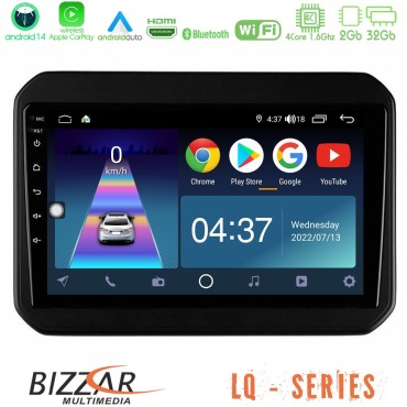 Bizzar LQ Series 4Core Android14 2+32GB Suzuki Ignis Navigation Multimedia Tablet 9" Με Carplay &amp; Android Auto