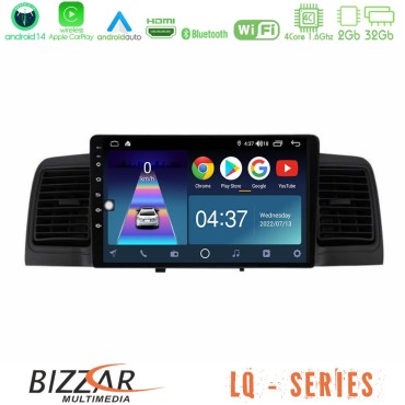 Bizzar LQ Series 4Core Android14 2+32GB Toyota Corolla 2002-2006 Navigation Multimedia Tablet 9" Με Carplay &amp; Android Auto (Black)