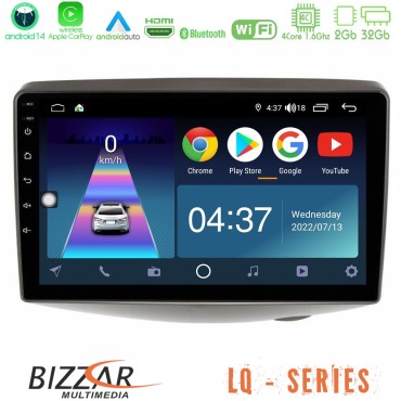Bizzar LQ Series 4Core Android14 2+32GB Toyota Yaris 1999 - 2006 Navigation Multimedia Tablet 9" Με Carplay &amp; Android Auto