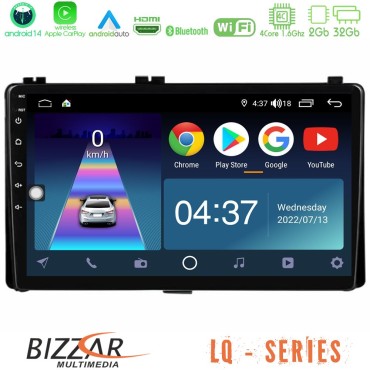Bizzar LQ Series 4Core Android14 2+32GB Toyota Corolla/Auris 2017-2019  Navigation Multimedia Tablet 9" Με Carplay &amp; Android Auto