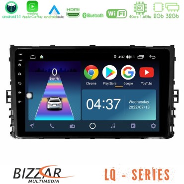 Bizzar LQ Series 4Core Android14 2+32GB VW MQB 2017-&gt; Navigation Multimedia Tablet 9" Με Carplay &amp; Android Auto