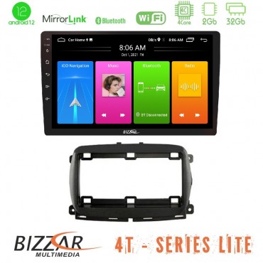 Bizzar 4T Series Fiat 500 2016&gt; 4Core Android13 2+32GB Navigation Multimedia Tablet 9"