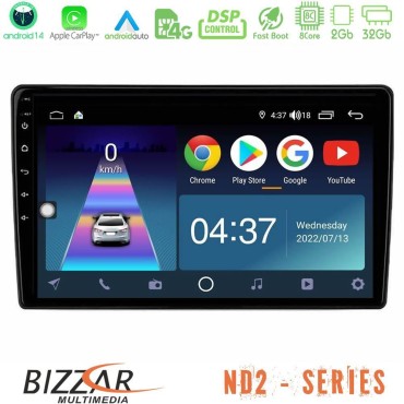 Bizzar ND2 Series 8Core Android14 2+32GB  Alfa Romeo 159/Brera/Spider Navigation Multimedia Tablet 9"  Με Carplay &amp; Android Auto