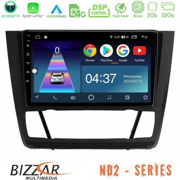 Bizzar ND2 Series 8Core Android14 2+32GB  BMW 1Series  E81/E82/E87/E88 (AUTO A/C) Navigation Multimedia Tablet 9" Με Carplay &amp; Android Auto