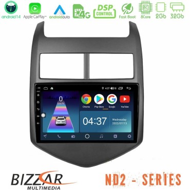 Bizzar ND2 Series 8Core Android14 2+32GB  Chevrolet Aveo 2011-2017 Navigation Multimedia Tablet 9" Με Carplay &amp; Android Auto