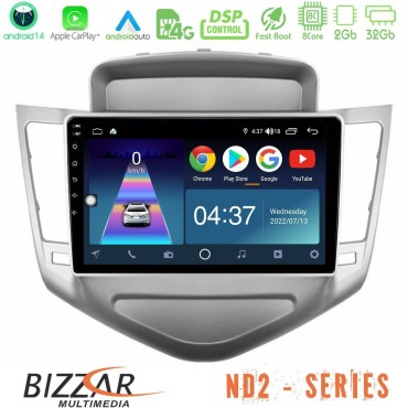 Bizzar ND2 Series 8Core Android14 2+32GB  Chevrolet Cruze 2009-2012 Navigation Multimedia Tablet 9" Με Carplay &amp; Android Auto