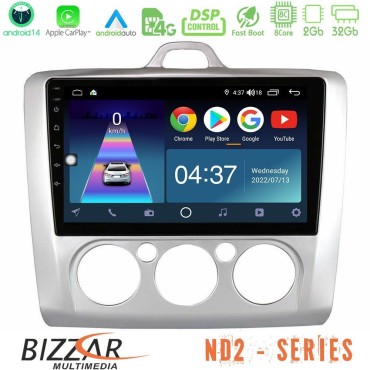 Bizzar ND2 Series 8Core Android14 2+32GB  Ford Focus Manual AC Navigation Multimedia Tablet 9" Με Carplay &amp; Android Auto